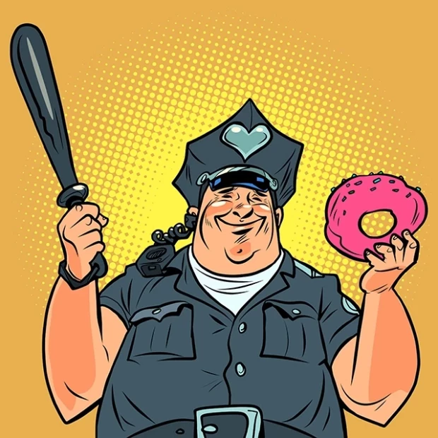 policeman with a donut