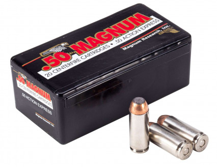 Magnum Research, Blount, 50 Action Express, 350 Grain, Jacketed Soft Point, 20 Round Box