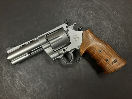 Nighthawk Custom Korth Silver Mongoose 4" 44 Magnum Six-Shot Revolver