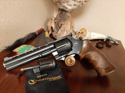 NIGHTHAWK KORTH MONGOOSE .357 MAGNUM REVOLVER (6") WITH KORTH® WALNUT JIM WILSON GRIPS  AND ADDITIONAL 9MM CYLINDER
